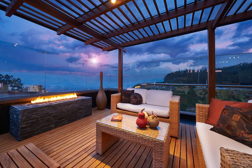 Interior Design: Beautiful Modern Terrace Lounge With Pergola at Sunset